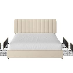 Like new,  Full Size Velvet Bed Frame w/ 4 Storage Drawers