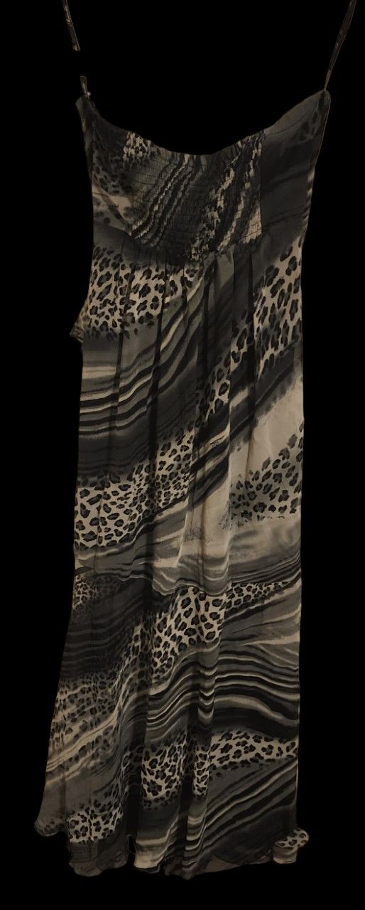 Marineblu Printed Cheetah Strapless Sweetheart Neckline Dress - Black & White S

