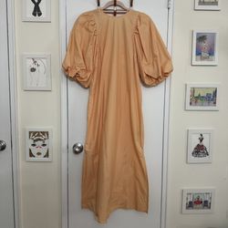 NWT Brand New H&M Light Orange Cotton Puff Sleeve Dress XS