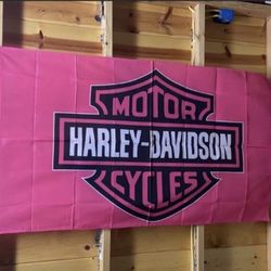 Brand New Harley Davidson Banner Flag  PINK