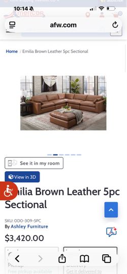 Ashley Furniture Emilia Brown Leather 5pc Sectional