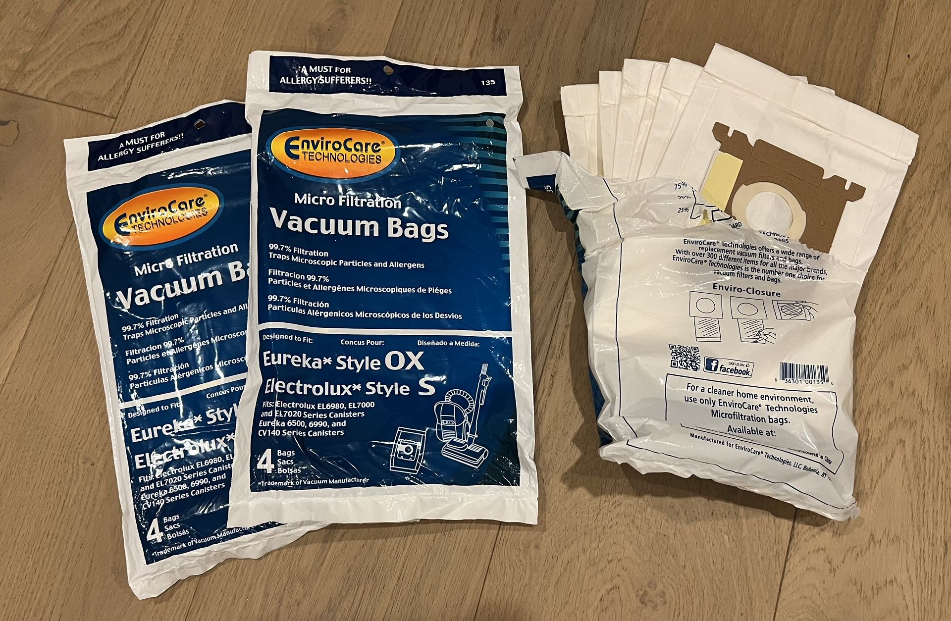 14 EnviroCare Micro Filtration Vacuum Bags for Eureka & Electrolux Compatible with: Eureka Style — OX, 6500, 6990, and CV140 Series Canisters Elec