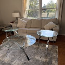 Glass Coffee And Side Tables Set