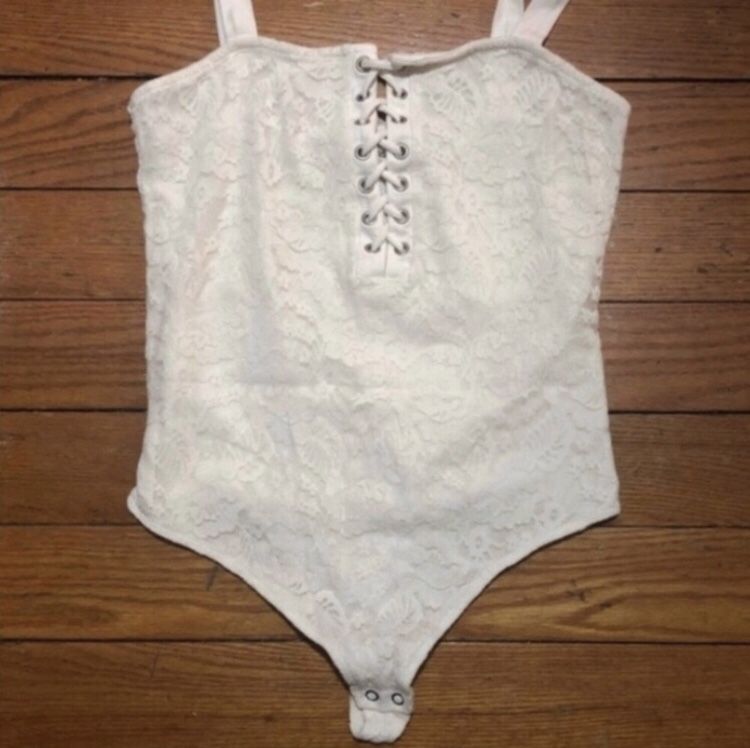 Express Lace Coset Style Bodysuit, Size Medium