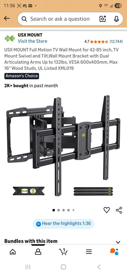 New Full Rotating TV Wall Mount 42 To 85 Inch