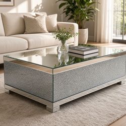 Mirror Cocktail Table with Crystals