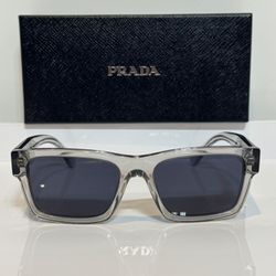 New Prada Spr25z Crystal Grey Chunky Acetate Men’s Sunglasses 56mm