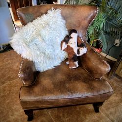 Dark Brown AFW accent Chair with Chrome Nails