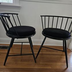 Low Back Metal Windsor Chairs, Set Of 2