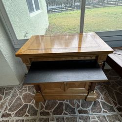 Classic Burl Wood Media Console Cabinet
