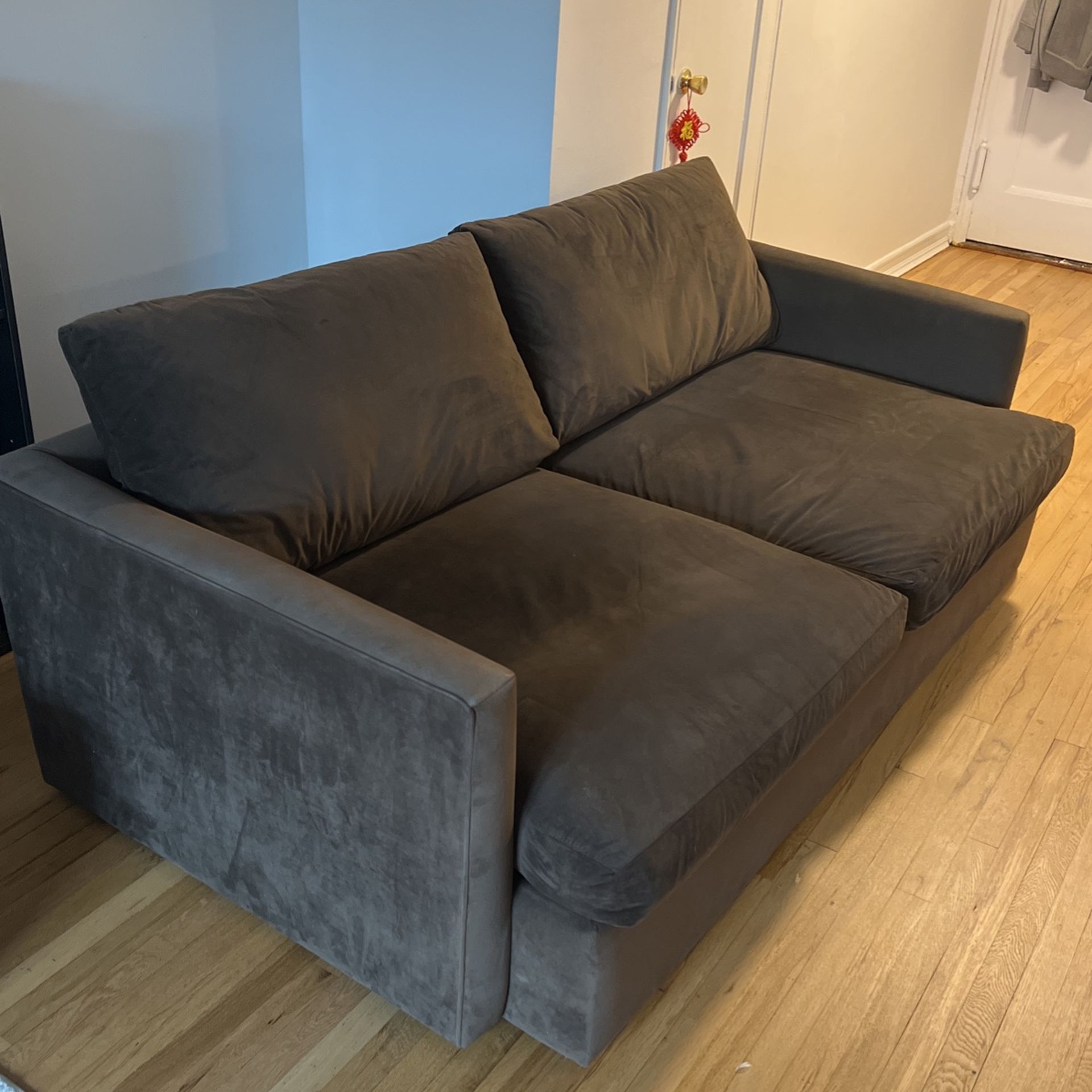 Crate & Barrel Espresso Velvet Couch