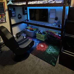 Raised Loft Bed With Storage Stairs 