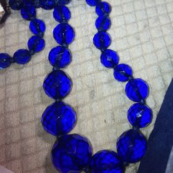 Cobalt blue lead crystal beaded necklace