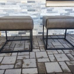 2 New Small Square Metal Ottomans