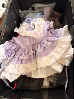 Toddler Girl Purple and White Ruffled Lace Dress Size 18-24M