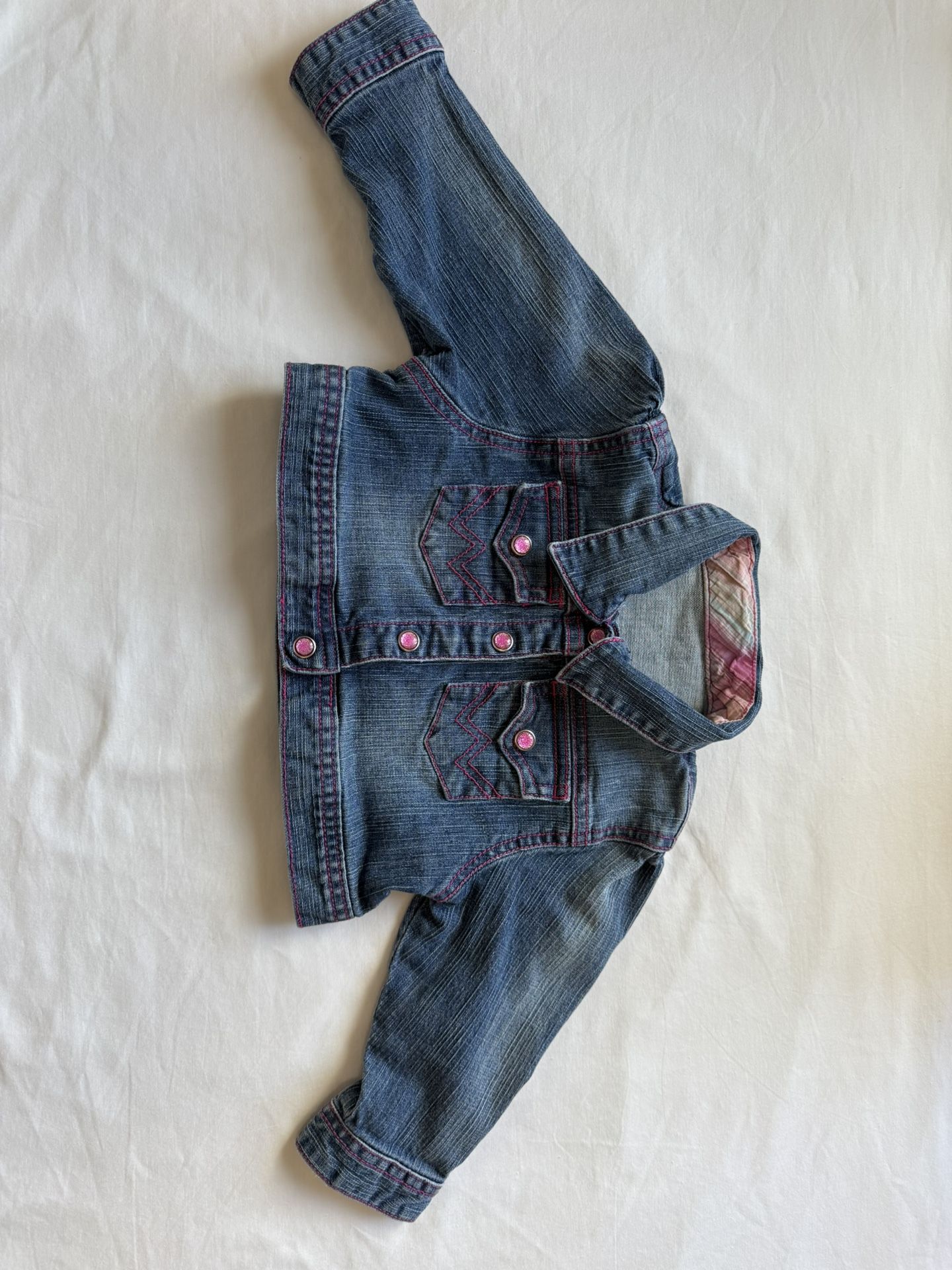 Girl 12-18 Month Clothes Wrangler Jean Jacket With Pink Stitching
