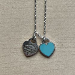 Tiffany Blue Double Heart Tag Pendant
