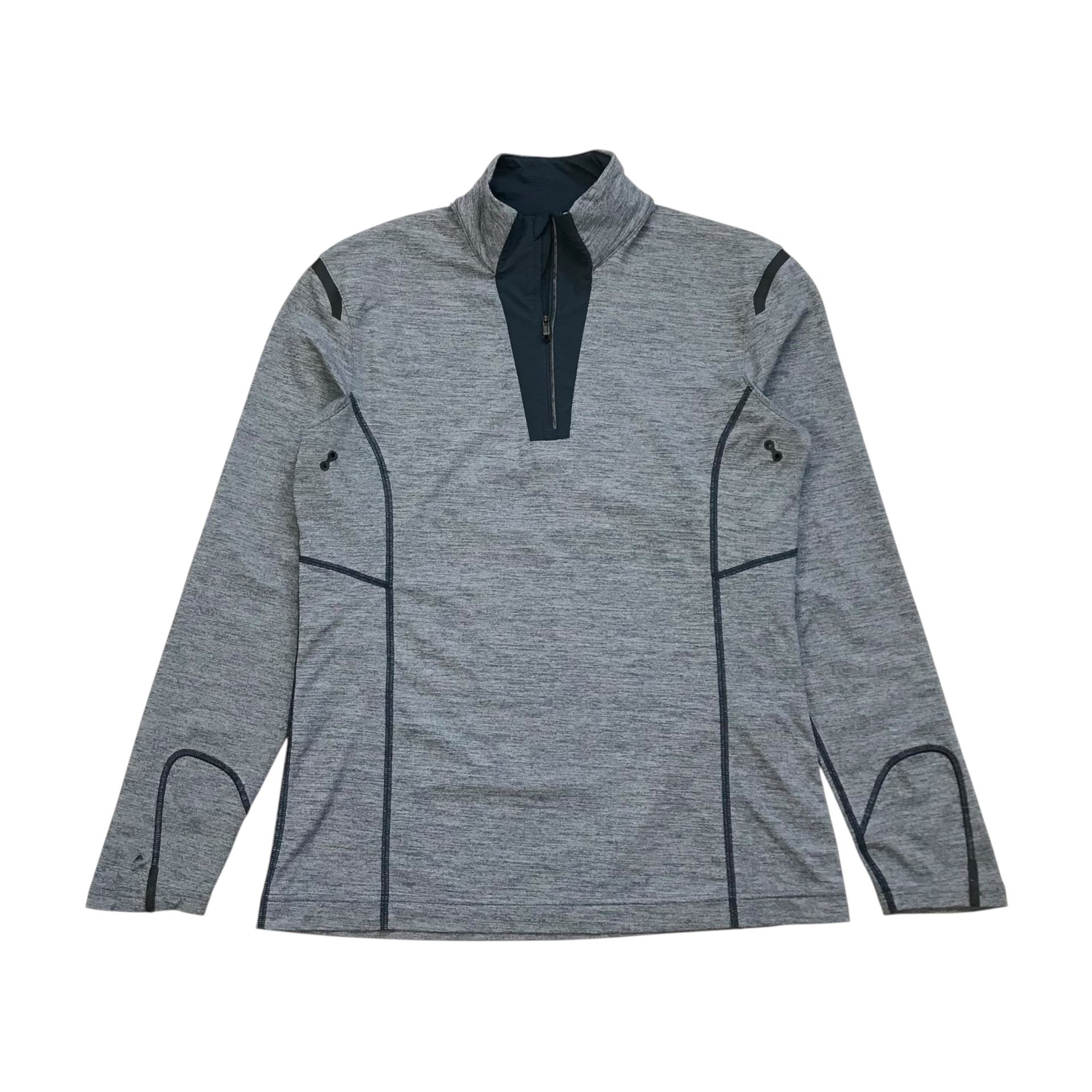 LULULEMON LONG SLEEVE SHIRT SMALL S MENS BLUE RUNNING 1/4 ZIP REFLECTIVE JACKET