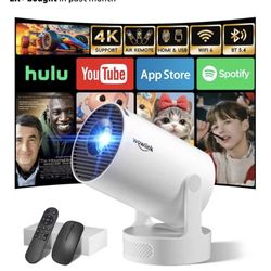 Built-in Apps & 2025 Upgraded] Mini Projector with WiFi 6 and Bluetooth 5.4 Support 4K 1080P Auto Keystone 180° Rotatable Projector Portable Compatibi