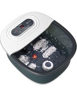 Foot Spa Bath Massager with Heat, Bubbles, Vibration and Red Light,4 Massage Roller Pedicure Foot Spa Tub for Feet Stress Relief,Foot Soaker with Mini