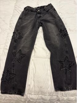 Black Jeans With Star Patches 30 Inch Waist