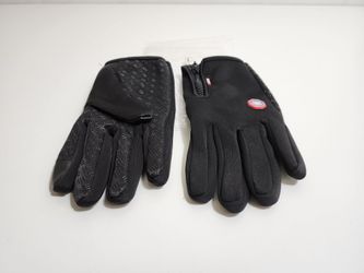 Black Gloves For Men Waterproof Windproof Cold Gloves Snowboard Motorcycle Riding Driving Warm Touchscreen Zipper Glove, Large