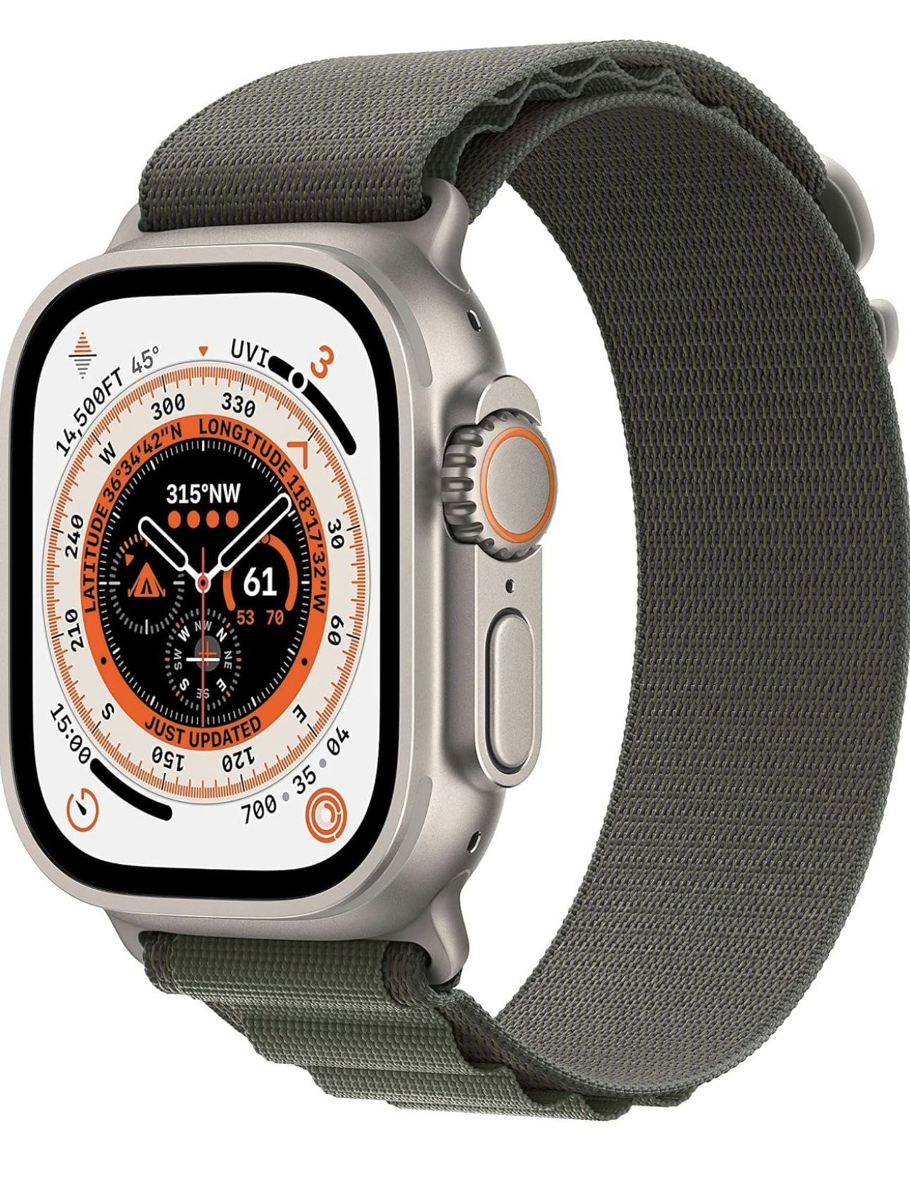 Apple Watch Ultra 1 [GPS + Cellular 49mm] Titanium Case with Green Alpine Loop