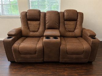 Brown Power Reclining Loveseat