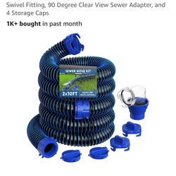 DUMPMAN 20 FT RV Sewer Hose Kit, Sewer Hose for RV Camper - Includes 2 Attachable 10 ft Sewer Hose with Swivel Fitting, 90 Degree Clear View Sewer Ada