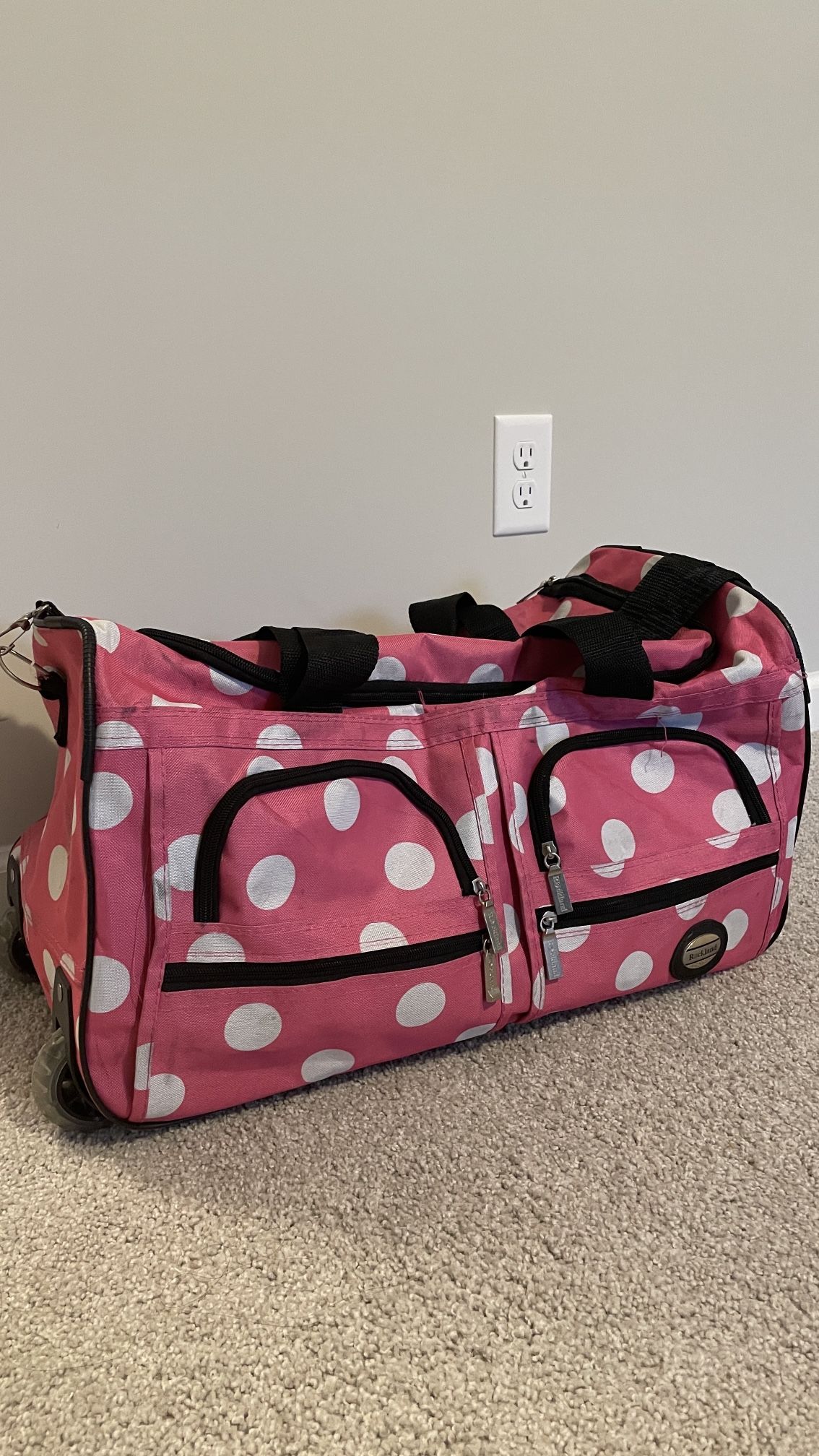 luggage, travel bag, suitcase, duffel bag, with retractable handle and hard base, multiple pockets