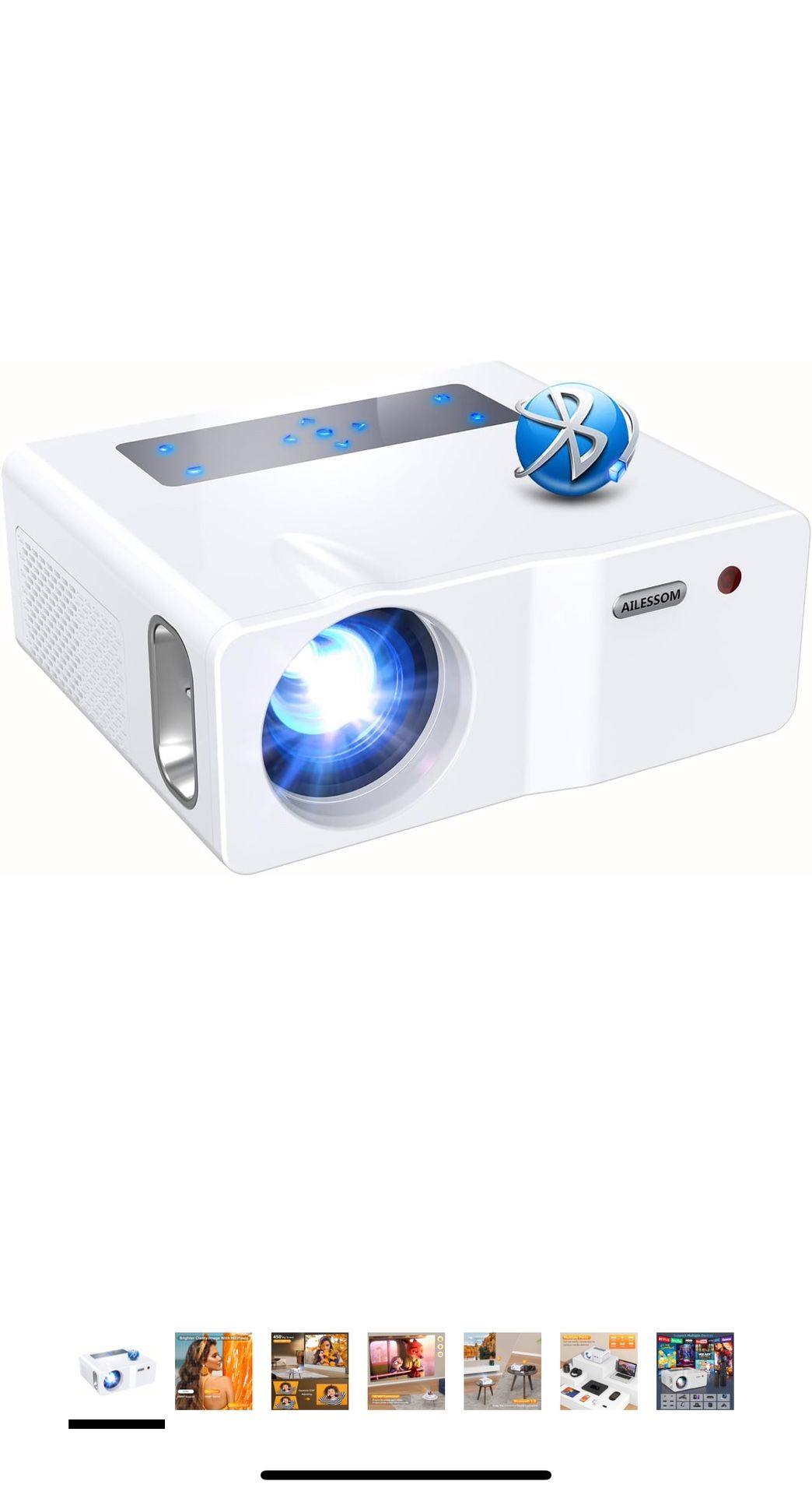 5G WiFi Bluetooth Projector, 450ANSI Native 1080P Mini Outdoor Movie Projector 4K Support,Keystone & Zoom & Foucs,450" Portable Smart LED Home T