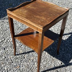 Vintage Wooden Square 2 Tier Table - Hallway Stand - Corner Table - Entryway Table - Bar Cart