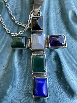 Solid Sterling Silver Authentic Gems Cross