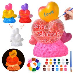 EFLSJIO Valentines Day Gifts For Kids, Paint Your Own Heart Night Light Kit For Kids Boys Girls Painting Supplies Toys For Valentines Party Favors Cla