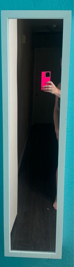 Awesome tall mirror vanity cabinet 4 ft x 1 1/8 ft and 4 1/2 deep Some plastic pouches are torn a little as shown in photo $40
