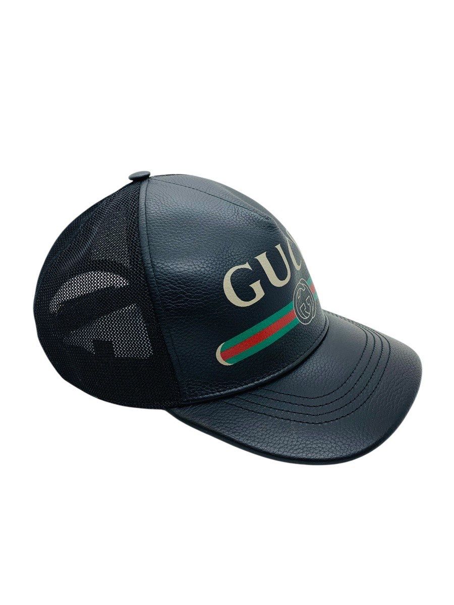 Gucci Leather Logo Interlocking Baseball Cap Hat Size L 426887 (59cm)