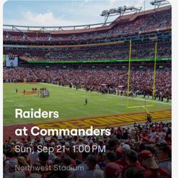 Raiders At Commanders 9/21 Club Level Terrace Tickets 2 And Parking 