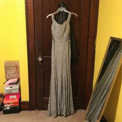 Sparkly Grey Lace Prom Gown, Slim Fit Ladies Size 4