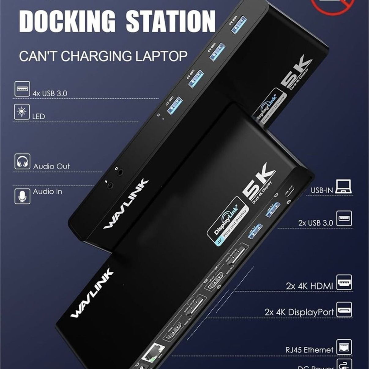 New USB 3.0 USB-C Dual 4K Display Universal Laptop Docking Station DisplayPort HDMI