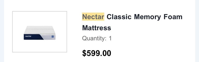Nectar adjustable bed frame and mattress - Full Size