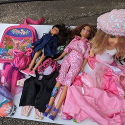 Barbie Backpack & 3 Large Dolls