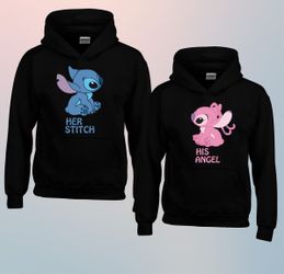 "His Angel" Black Hoodie Women L