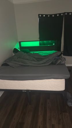 Bed Frame with LED Headboard and Mattress