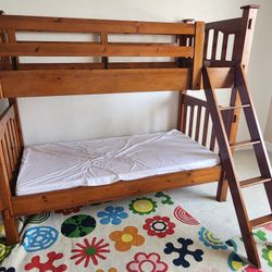 pottery barn kids brown wood bunk bed