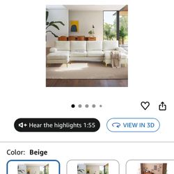 110" Large U-Shape Sectional Beige Sofa Couch