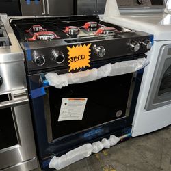 Kitchen Aid Black Stainless Steel Slide In Stove TYE