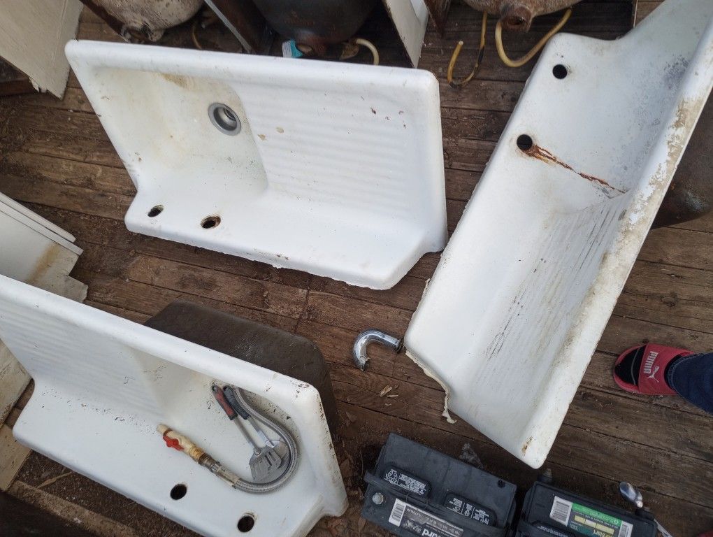 1950s Farm Style Sink With Drain Board.