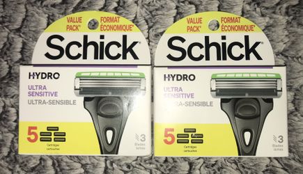 Schick Hydro Ultra Sensitive 3 Bladed Razor Refills 5 Cartridges NEW SEALED