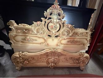 Used queen size Italian rococo baroque style bed frame