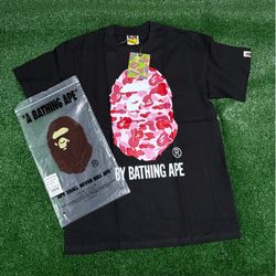 BAPE black t-shirt with plaid ape head graphic #streetwear #bape